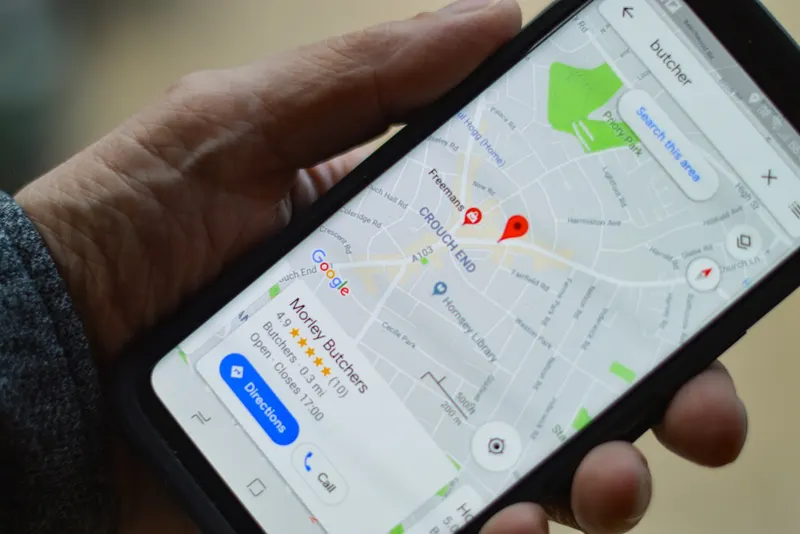 Fiche d'un commerce sur Google Maps, sur smartphone